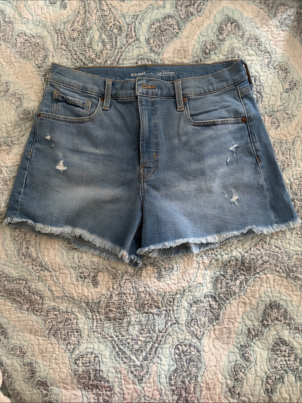 Old Navy Light Blue Distressed Frayed Hem Denim Shorts